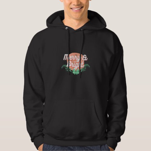 Christmas Graphic  Merry And Bright Text Holiday Hoodie