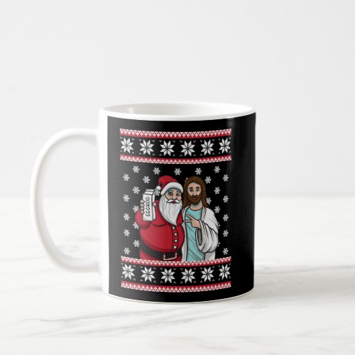 Christmas Graphic Santa And Jesus Jingle Bro Eggno Coffee Mug