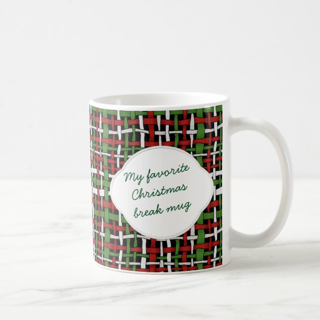 Christmas Graphical Woven Burlap Custom Text Coffee Mug (Right)