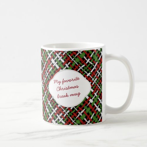 Christmas Graphical Woven Burlap Pattern Text Coffee Mug