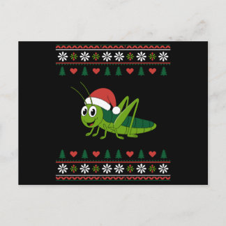 Christmas Grasshopper Santa Hat Ugly Sweater Xmas Holiday Postcard