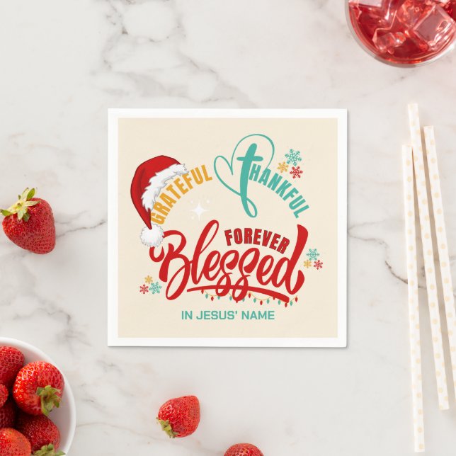 Christmas GRATEFUL THANKFUL BLESSED Christian  Napkins (Insitu)