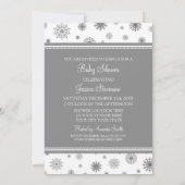 Christmas Gray Snowflake Custom Baby Shower Invitation (Back)