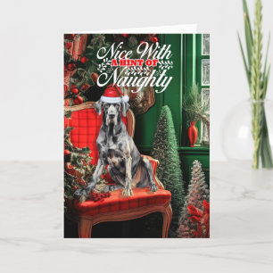 Christmas Great Dane Dog Naughty or Nice Holiday Card