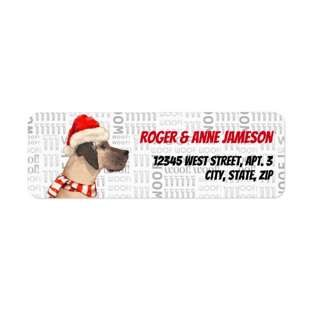 Christmas Great Dane in a Scarf Label (Front)