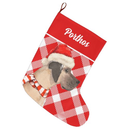 Christmas Great Dane with Dogs Name Large Christm Large Christmas Stocking