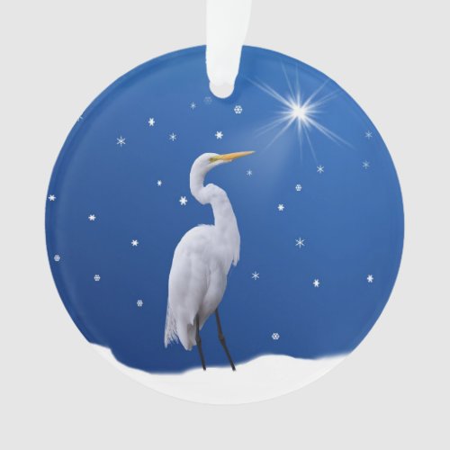 Christmas Great Egret Bird Star Religious Ornament