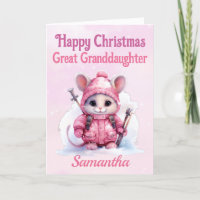 Christmas Great Granddaughter Pink Winter Mouse