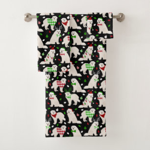 Christmas Great Pyrenees Dogs Bath Towel Set