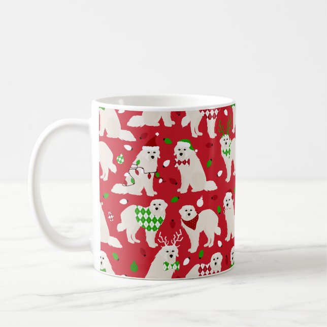 Christmas Great Pyrenees Dogs Coffee Mug (Left)