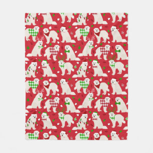 Christmas Great Pyrenees Dogs Fleece Blanket