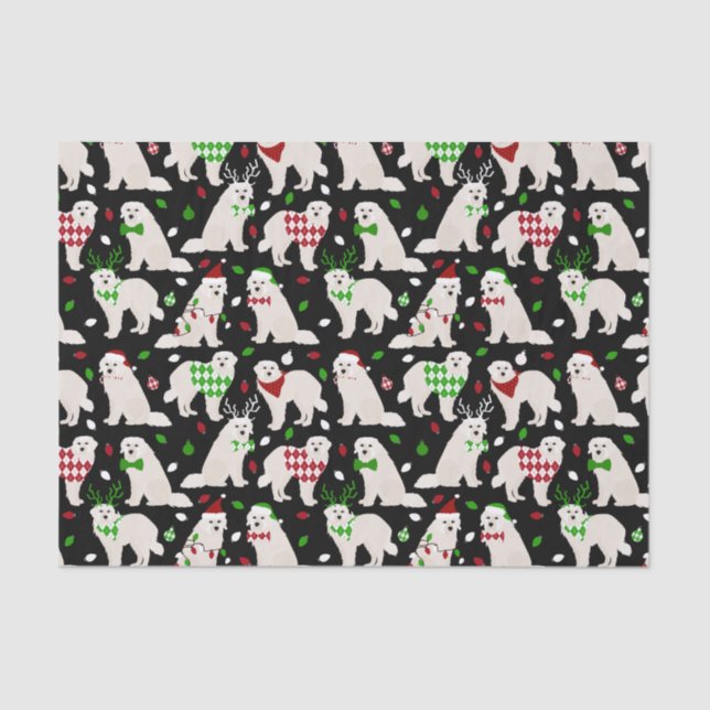 Christmas Great Pyrenees Dogs Tissue Paper (Front)