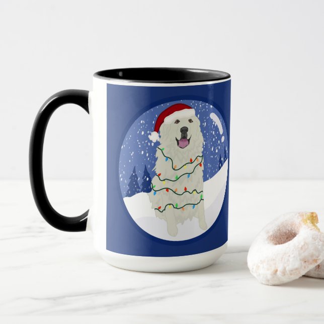 Christmas Great Pyrenees  Mug (With Donut)