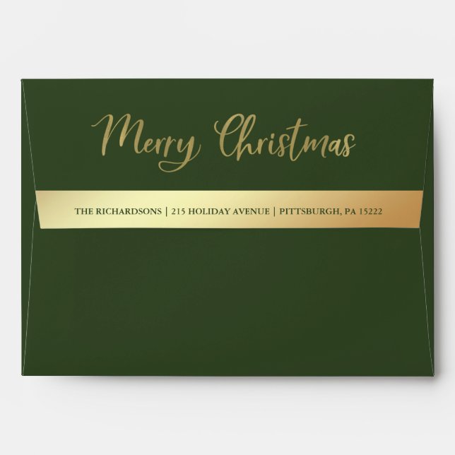 Christmas Green and Gold | Multi Photo Grid Inside Envelope (Back (Top Flap))