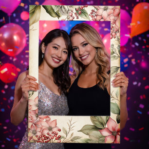 Christmas Green and Red Foliage Selfie Frame