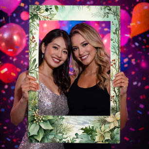Christmas Green and Red Foliage Selfie Frame