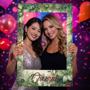 Christmas Green and Red Foliage Selfie Frame