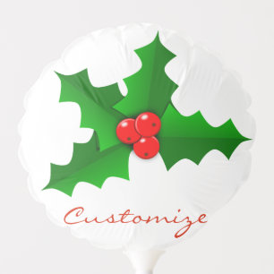 Christmas Green and red holly Thunder_Cove Balloon