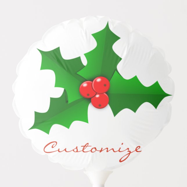 Christmas Green and red holly Thunder_Cove Balloon (Front)