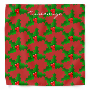 Christmas Green and red holly Thunder_Cove Bandana
