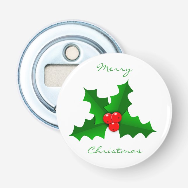Christmas Green and red holly Thunder_Cove Bottle Opener (Front)