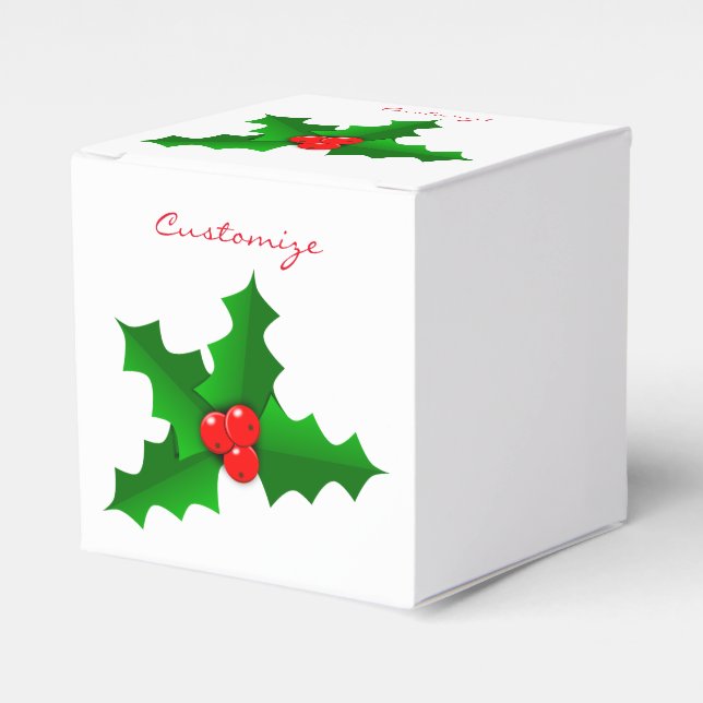 Christmas Green and red holly Thunder_Cove Favor Boxes (Front Side)