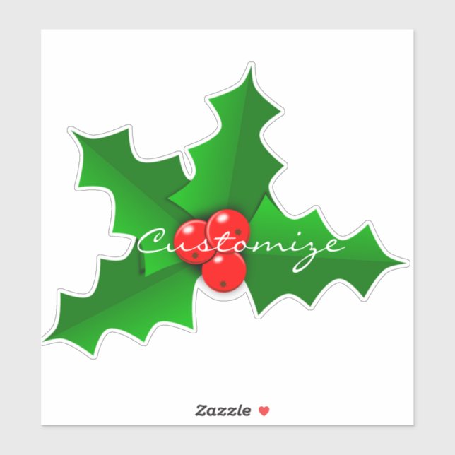 Christmas Green and red holly Thunder_Cove Sticker (Sheet)