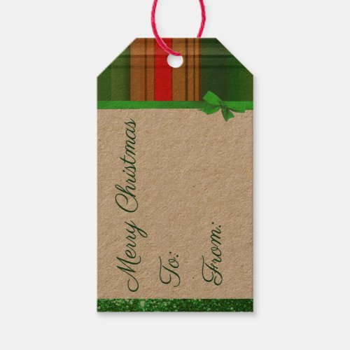 Christmas Green and Red Plaid  Gift Tag