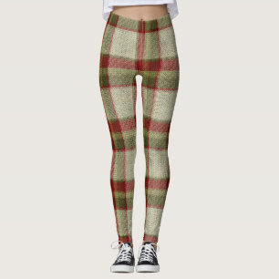 Christmas Green and Red Plaid Knitting Pattern Leggings