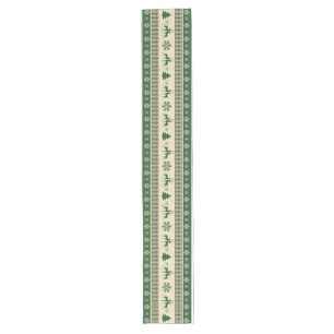 Christmas green and white table runner 16" x 108"