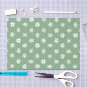 Christmas green and white with snowflakes tissue paper