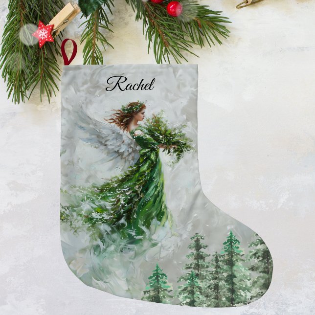 Christmas Green Angel Stocking - Personalized (Christmas Angel Stocking:)