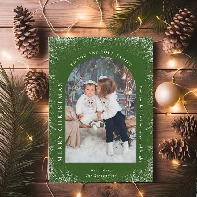  Christmas Green Arch & Snow Photo Holiday Postcard (Creator Uploaded)