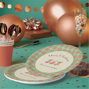 Christmas green-based Plaid Paper Plate