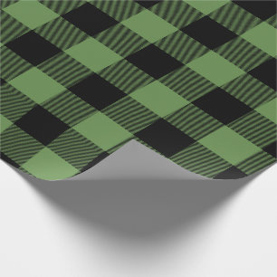 Christmas Green & Black Jumbo Buffalo Check Plaid Wrapping Paper