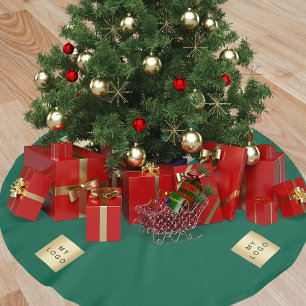 Christmas green business logo brushed polyester tree skirt