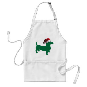 Christmas Green Dachshund Adult Apron