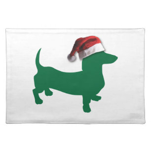 Christmas Green Dachshund Cloth Placemat