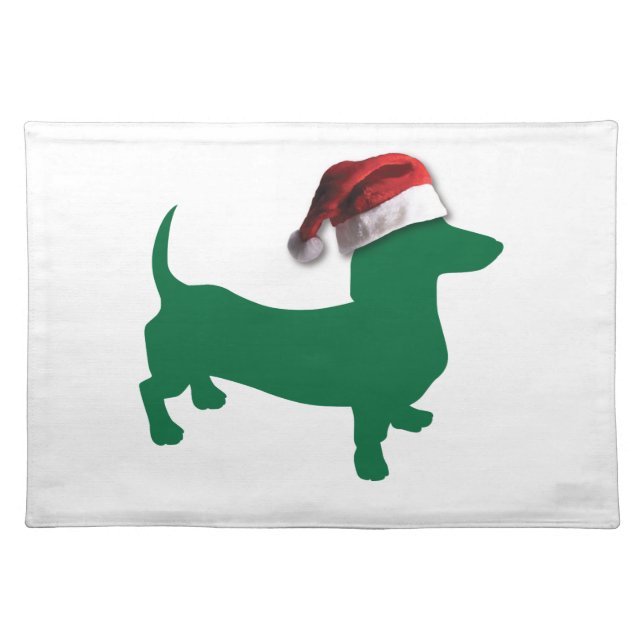 Christmas Green Dachshund Cloth Placemat (Front)