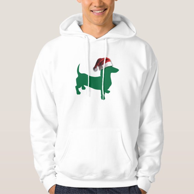 Christmas Green Dachshund Hoodie (Front)