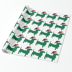 Christmas Green Dachshund Wrapping Paper