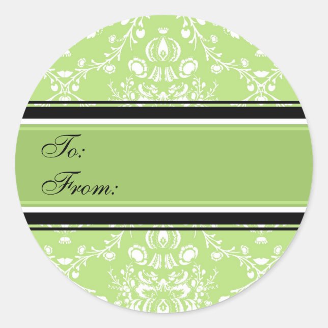 Christmas Green Damask Gift Tags (Front)