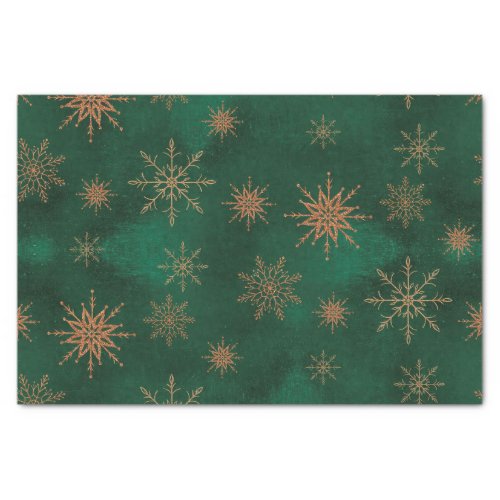 Christmas Green Elegant Gold Glitter Snowflakes Tissue Paper