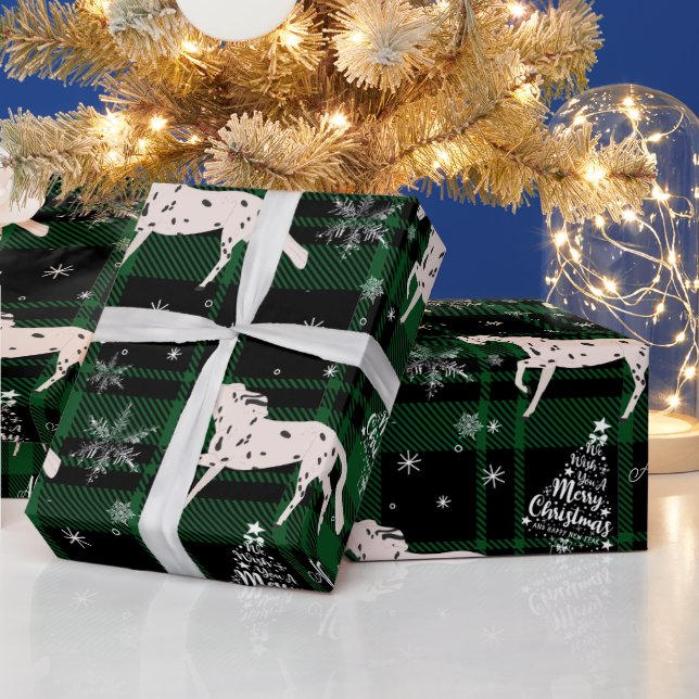 Christmas green Equestrian Horse Personalized   Wrapping Paper (Holidays)