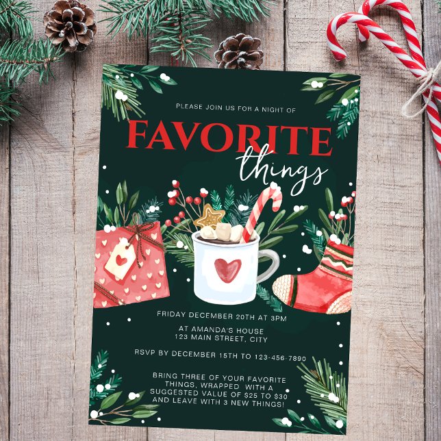 Christmas Green Festive Favorite Things Party Invitation (Creator Uploaded)