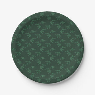  Christmas Green Floral Paper Plates