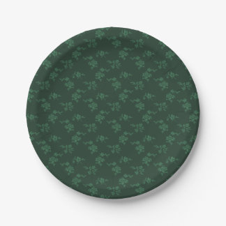  Christmas Green Floral Paper Plates