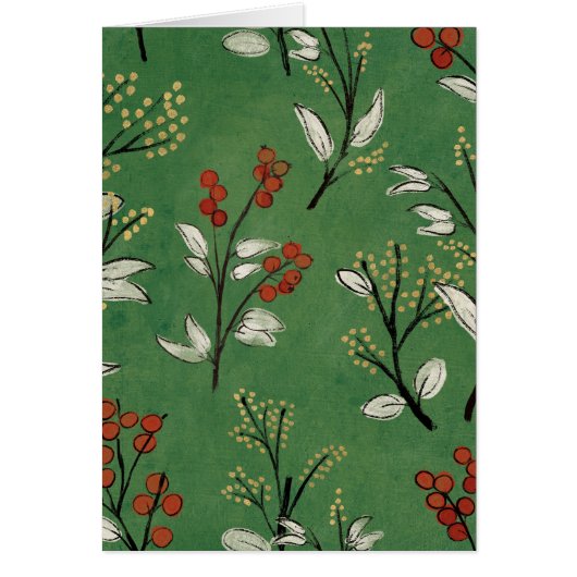 Christmas Green Floral Pattern Cards (Front)