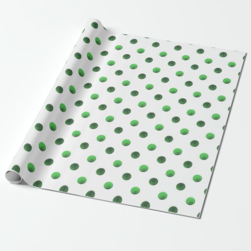 Christmas Green Foil Polka Dot Pattern Wrapping Paper