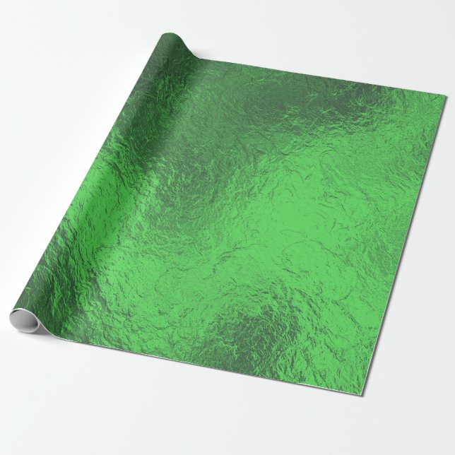 Christmas Green Foil  Wrapping Paper (Unrolled)